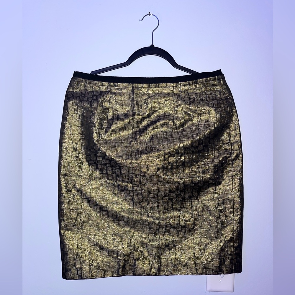 LOFT Gold and Black Pencil Skirt